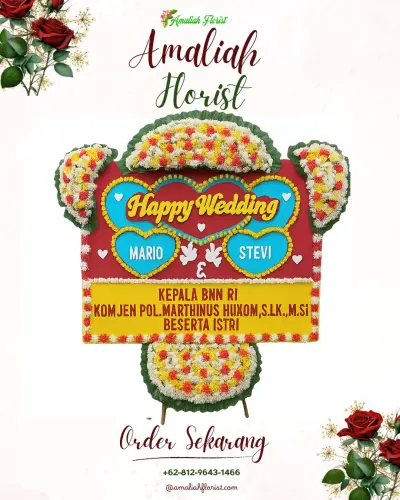 Karangan Papan Bunga Pernikahan di Warung Kiara